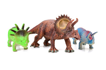 dinosaurs toys on white background © zcy