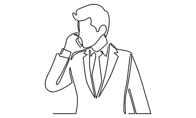 Continue line of man talking on phone