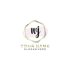 WJ Initial handwriting logo template vector