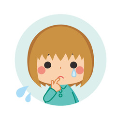 可愛い女の子の不機嫌アイコン 表情バリエーションセット Wall Mural ぽこたぽこ