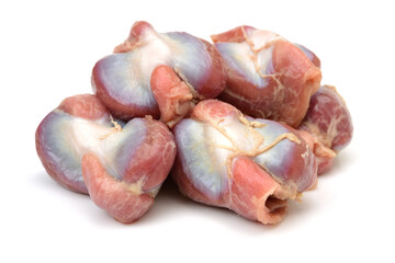 Raw Chicken gizzards on white background Raw Chicken gizzards on white background 