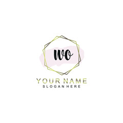 WO Initial handwriting logo template vector