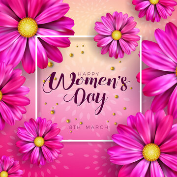 8 March Womens Day Celebration Design With Flower Typography Letter (2)