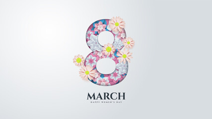 Womens Day With Illustration Number 8 With Flowers (1)