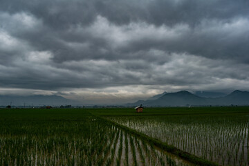 storm clouds over the river