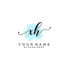 XH Initial handwriting logo template vector