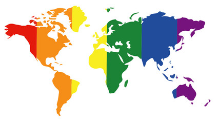World map, lgbt flag