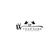 XX Initial handwriting logo template vector