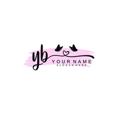 YB Initial handwriting logo template vector