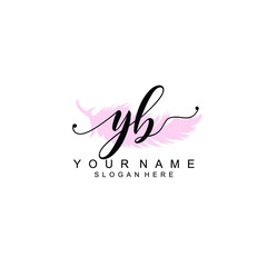 YB Initial handwriting logo template vector