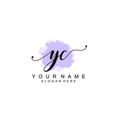 YC Initial handwriting logo template vector