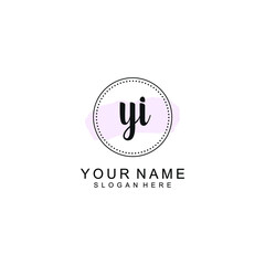 YI Initial handwriting logo template vector