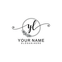 YL Initial handwriting logo template vector