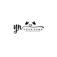 YN Initial handwriting logo template vector - obrazy, fototapety, plakaty