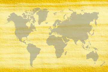 World map isolated on yellow background
