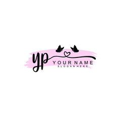 YP Initial handwriting logo template vector