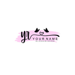 YR Initial handwriting logo template vector