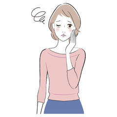 A woman having problems with facial skin. bags under yeys