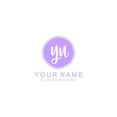 YU Initial handwriting logo template vector