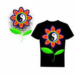 Stylish t-shirt design with flower.vector illustration.