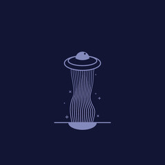 Minimalist Vector Illustration of UFO Dropping Its Light. Perfect for Logo, Icon, Loading Page Element, Flat Design Element, and Other Minimalist Design Element or Background.
