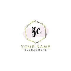 ZC Initial handwriting logo template vector