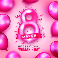 Realistic Womens Day With Balloons