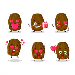 Date fruit cartoon character with love cute emoticon