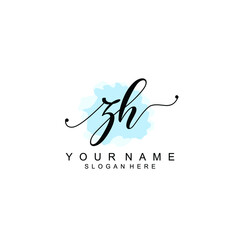 ZH Initial handwriting logo template vector