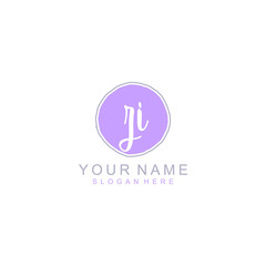 ZI Initial handwriting logo template vector