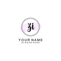 ZI Initial handwriting logo template vector