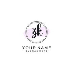 ZK Initial handwriting logo template vector