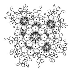 Mehndi flower for henna, mehndi, tattoo, decoration. decorative ornament in ethnic oriental style. doodle ornament. outline hand draw illustration. coloring book page.