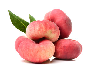chinese flat peaches on white background