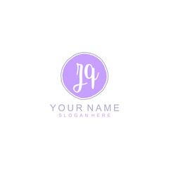 ZQ Initial handwriting logo template vector