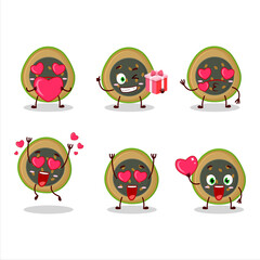 Slice of alibertia cartoon character with love cute emoticon