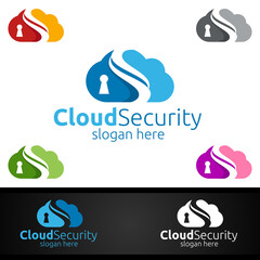 Digital Cloud Security Logo for Network, Internet , Hosting or Backup Server