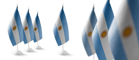 Set of Argentina national flags on a white background