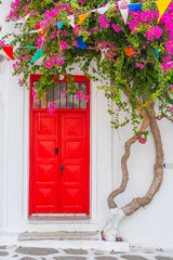 White street in the old town of Mykonos, Greece