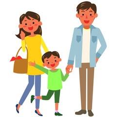 休日にお出かけするファミリー