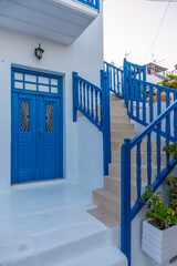 White street in the old town of Mykonos, Greece