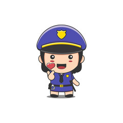 cute police woman and symbol of love