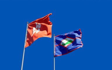 Flags of Sint Eustatius and Hong Kong HK.