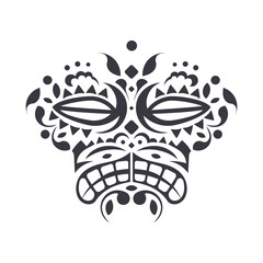 Patterned Tribal Monochrome Design. Vector Ornate Monkey Head.