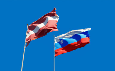 Flags of Slovenia and Latvia.