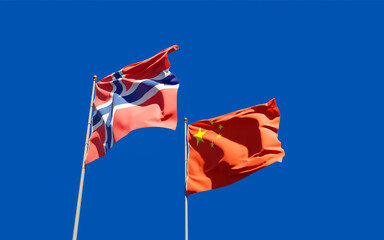 Flags of Norway and China.