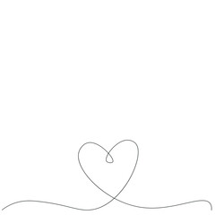 Heart one line drawing, vector illustration
