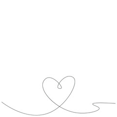 Heart line drawing, vector illustration