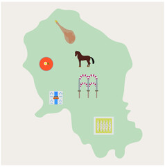 Map of the province of Almeria in Andalusia Spain with monuments or places of tourist interest