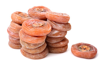 dried persimmon on white background 